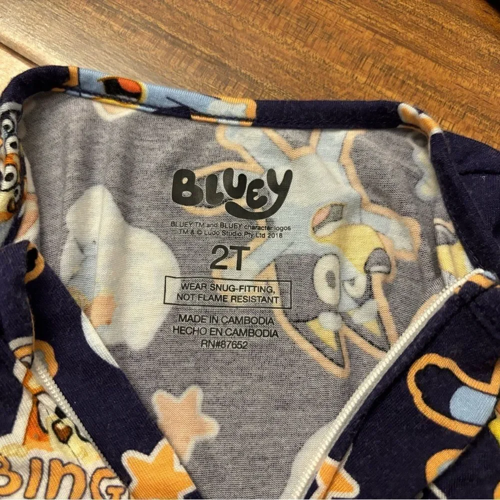 Bluey Bingo navy footless onesie pajamas